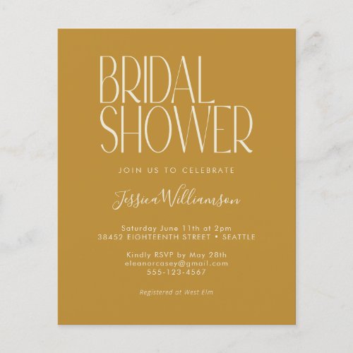 Budget Retro Boho Yellow Bridal Shower Invitation