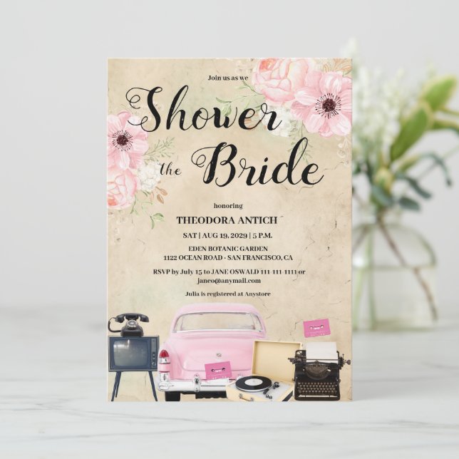 Budget Retro Bridal Shower Invitation (Standing Front)
