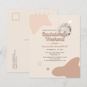 Budget Retro Disco Bachelorette Weekend Invitation