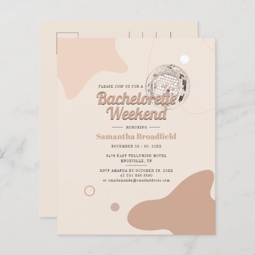Budget Retro Disco Bachelorette Weekend Invitation