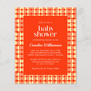 Budget Retro Geometric Red Orange Bold Baby Shower