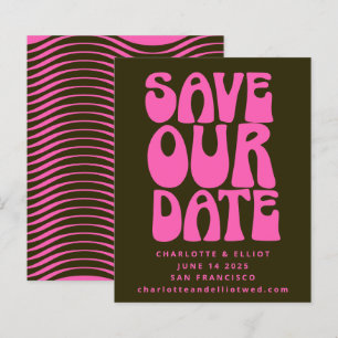 Budget Retro Groovy 70s Pink Green Save The Date