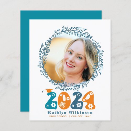 BUDGET Retro Groovy Floral Graduation Announcement