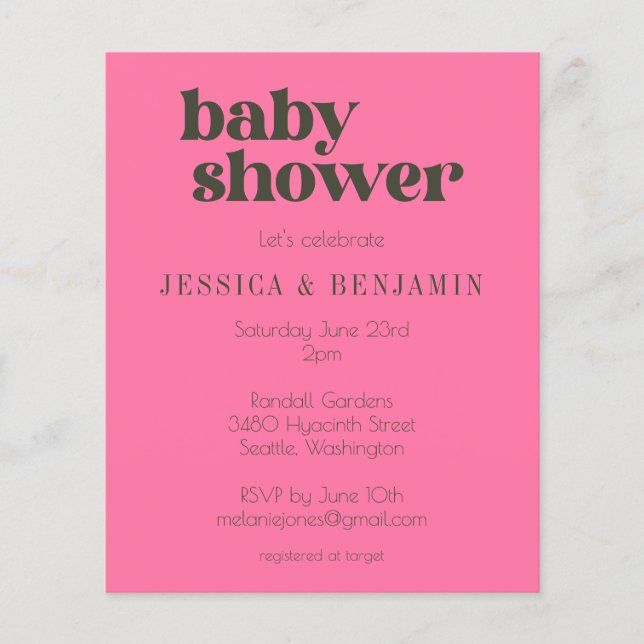 Budget Retro Groovy Pink Green Baby Shower Invite (Front)