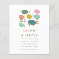 Budget Retro Mid Century Modern Wedding Invitation
