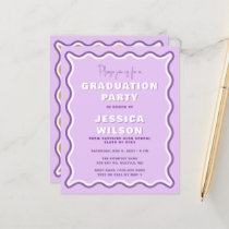Budget Retro Purple Photo Graduation Invitation