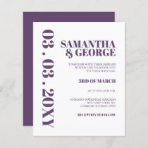 Budget Retro Purple Wedding Invitation