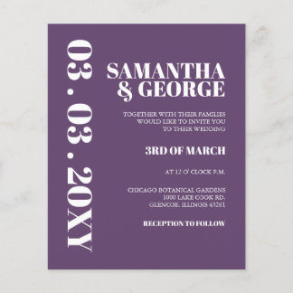 Budget Retro Purple Wedding Invitation