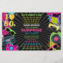 Budget Retro Totally Awesome 80s party invitation