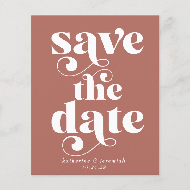 Budget Retro Typography Wedding Save the Date (Front)