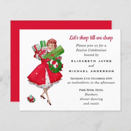 Budget Retro Vintage Shop Till We Drop Xmas Invite