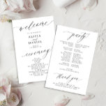 Budget romantic black and white wedding program<br><div class="desc">Modern simple minimalist black script trendy clean white ceremony and party BUDGET affordable wedding program template featuring chic trendy romantic elegant calligraphy.              Easy to personalize with your custom text on both sides!</div>