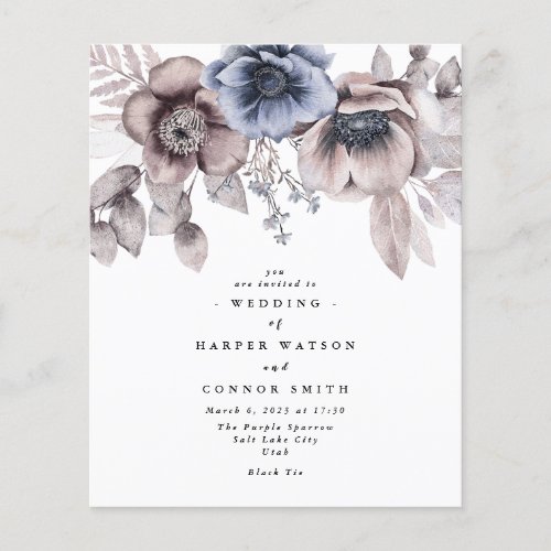 Budget Romantic Elegant Watercolor Floral Wedding Flyer