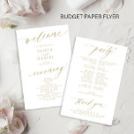 Budget romantic gold typography wedding program flyer<br><div class="desc">Modern simple minimalist faux gold script trendy clean white ceremony and party cheap BUDGET wedding program paper flyer template featuring chic trendy romantic elegant calligraphy. Easy to personalize with your custom text on both sides! PLEASE READ THIS BEFORE PURCHASING! This is a cheap budget program printed on a PAPER FLYER...</div>