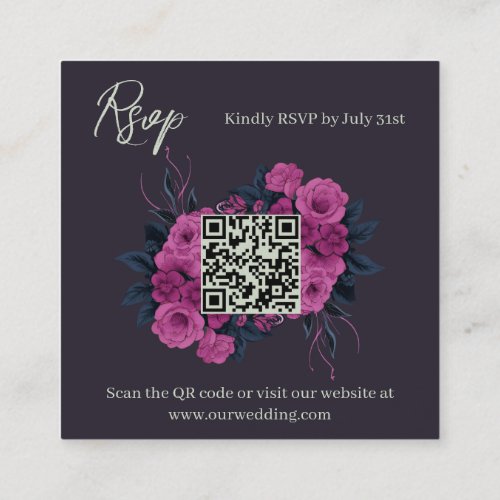 Budget Romantic Gothic Lovers Modern QR code RSVP Enclosure Card