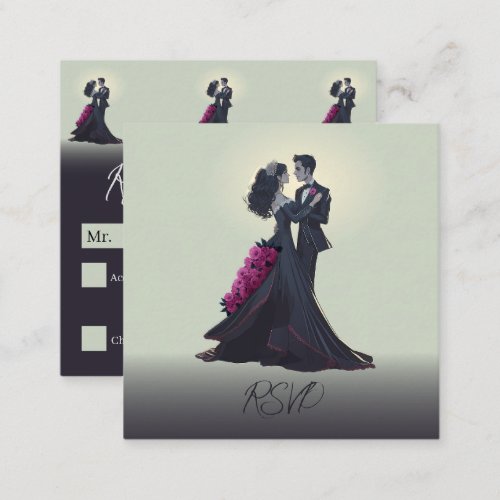 Budget Romantic Gothic Lovers Traditional RSVP Enclosure Card