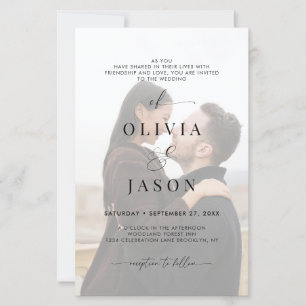 Budget Romantic Script Black White 2 Photo Wedding