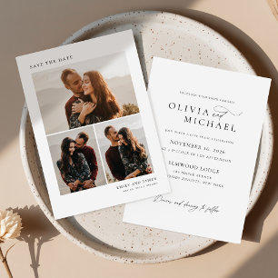 Budget Romantic Script Boho Wedding Photo Invites