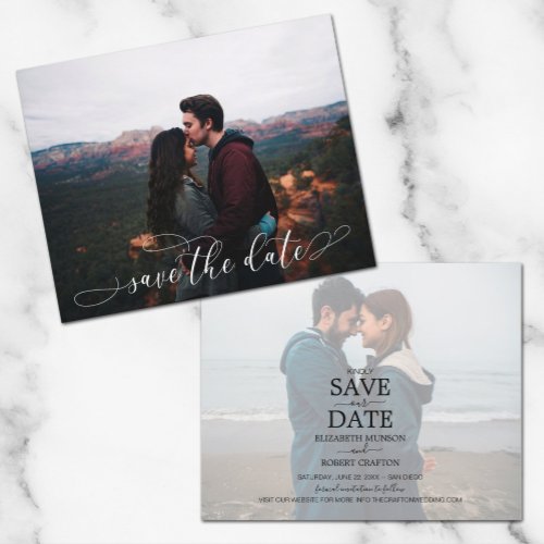 Budget Romantic Script Wedding Photo Save the Date