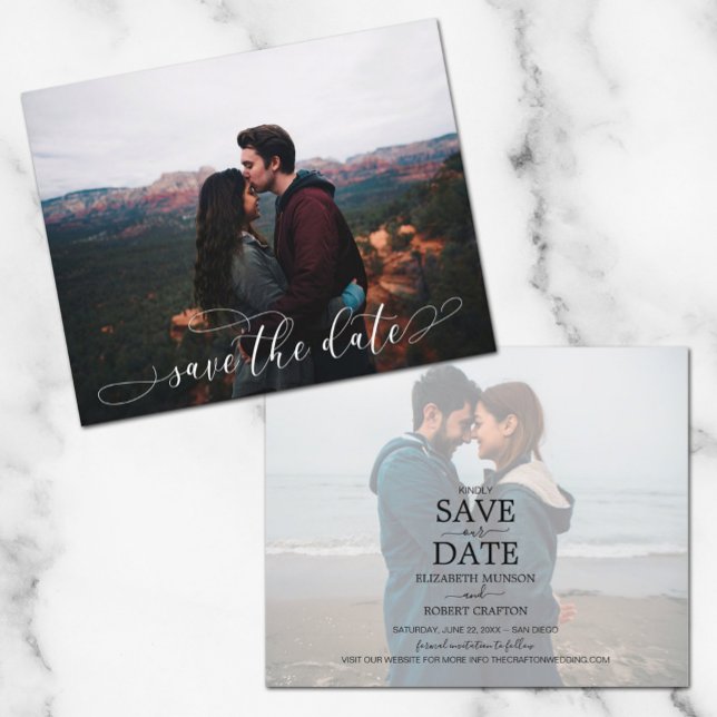 Budget Romantic Script Wedding Photo Save the Date (Creator Uploaded)