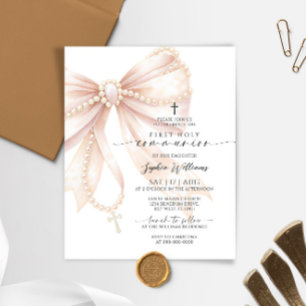 Budget Rosary Bow First Holy Communion Invitation