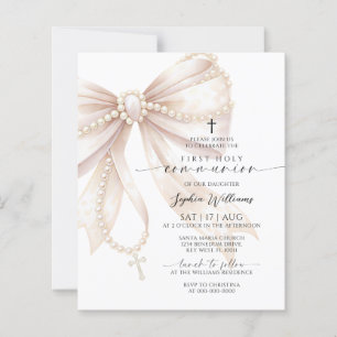 Budget Rosary Bow First Holy Communion Invitation