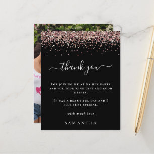 Budget Rose Glitter Photo Hen Party Black Thanks