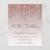 Budget Rose Gold 40th Birthday Party Invitation | Zazzle