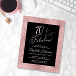 Budget Rose Gold 70th Birthday Party Invitation<br><div class="desc">Budget-friendly elegant black and sparkly rose gold seventieth birthday party invitation with "70 & Fabulous" in a stylish rose gold script and simple rose gold typography.</div>