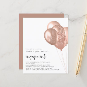 Budget Rose Gold Balloons Engagement Party Invite