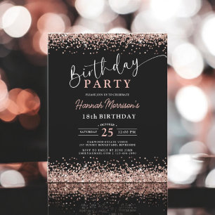 Budget Rose Gold Black Any Age 18th Birthday Flyer