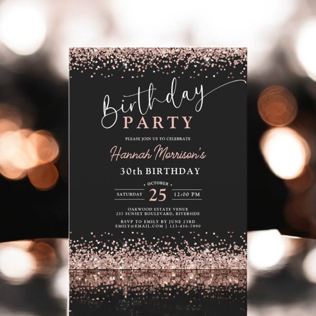 Budget Rose Gold Black Any Age 30th Birthday Flyer (Creator Uploaded)