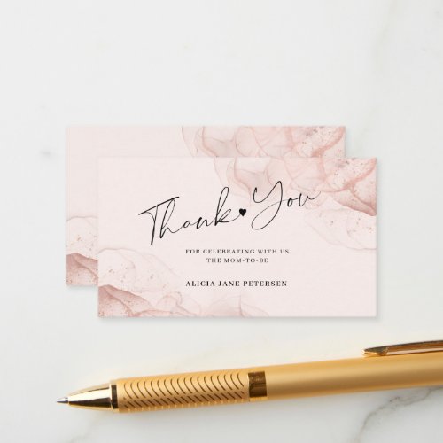 Budget rose gold blush baby shower thank you small enclosure card