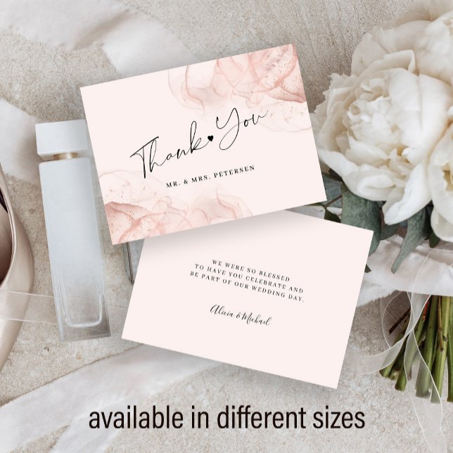 Budget rose gold blush modern wedding thank you note card (Creator Uploaded)