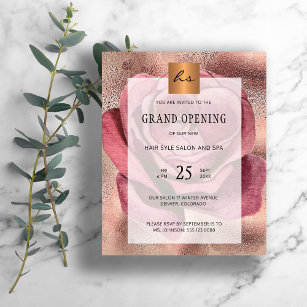 Budget rose gold business grand opening invitation
