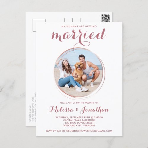 Budget Rose Gold Custom Pet Photo Dog Wedding  Postcard