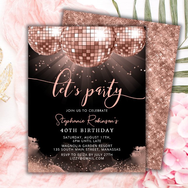 Budget Rose Gold Disco Ball 40th Birthday Invite (Creator Uploaded)