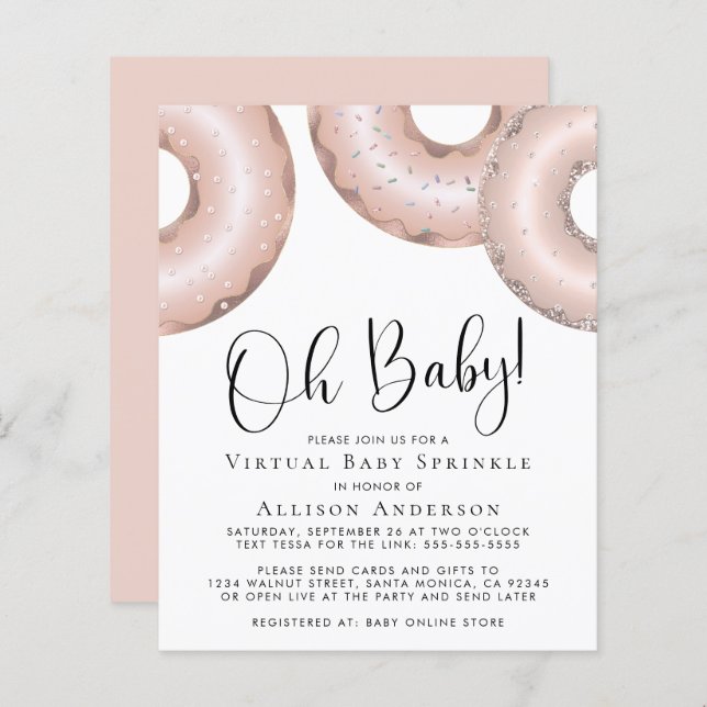 Budget Rose Gold Donuts Virtual Baby Sprinkle (Front/Back)