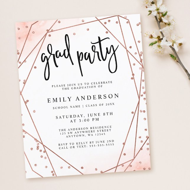 Budget Rose Gold Faux Glitter Geometric Graduation (Creator Uploaded)