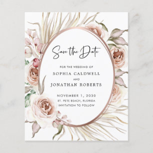 Budget Rose Gold Foil Boho Floral Save the Date
