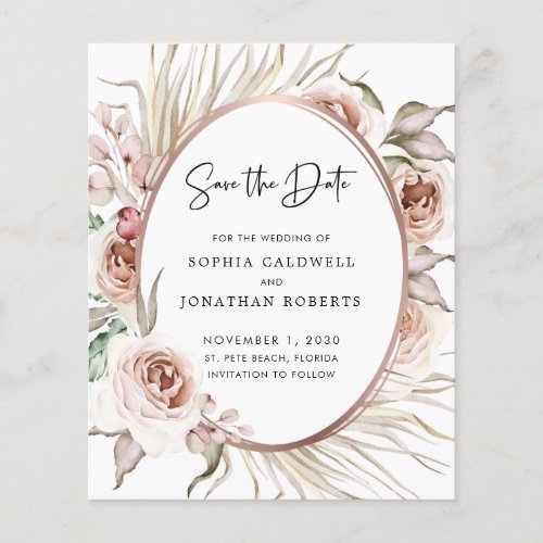 Budget Rose Gold Foil Boho Floral Save the Date