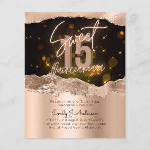 BUDGET Rose Gold Foil Glitter Quinceanera 15th Fly Flyer