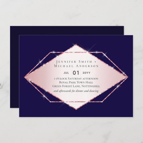 Budget Rose Gold Foil Look Geometric Wedding