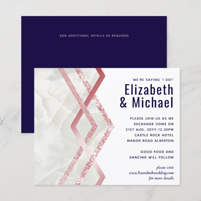Budget Rose Gold Foil Look Geometric Wedding (Front/Back)