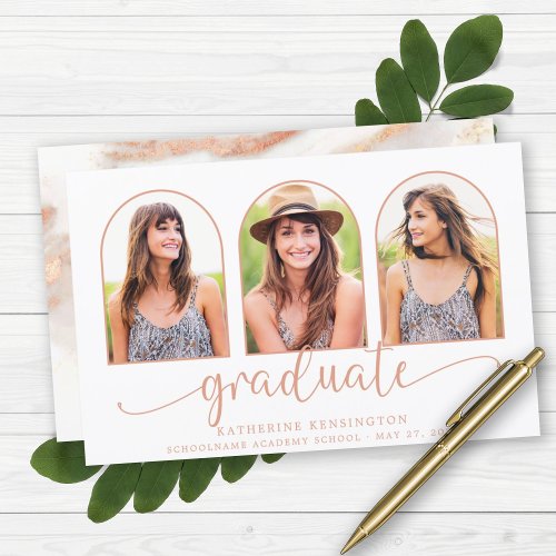 BUDGET Rose Gold Foil Marble 3 Photo Graduation