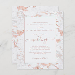 Budget Rose Gold Foil Marble Wedding Invitation