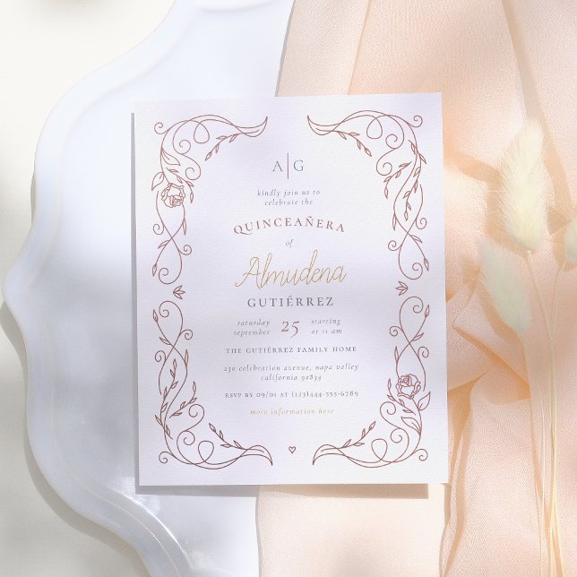 Budget Rose Gold Frame Elegant Quinceañera Photo (Creator Uploaded)