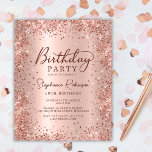 Budget Rose Gold Glitter 18th Birthday Invitation<br><div class="desc">Budget Modern elegant rose gold metallic and glitter 18th birthday party invitations. This girly card design features stylish handwritten calligraphy script,  blush pink or rose gold faux brushed metallic background with loose glam glitter frame around. Easy to personalize,  perfect for any age.</div>