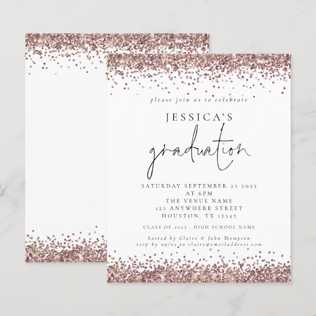 Budget Rose Gold Glitter 2024 Graduation  (Front/Back)