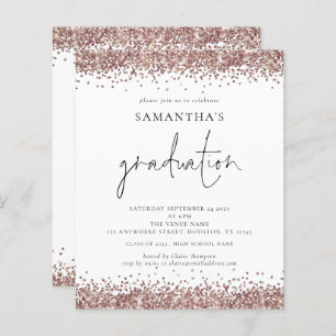 Budget Rose Gold Glitter 2024 Graduation Invite